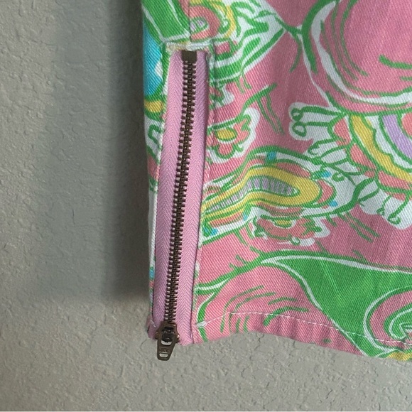 NWT Lilly Pulitzer Worth Skinny Mini Zip Pants 0 Multi Chin Chin Print - Picture 7 of 11